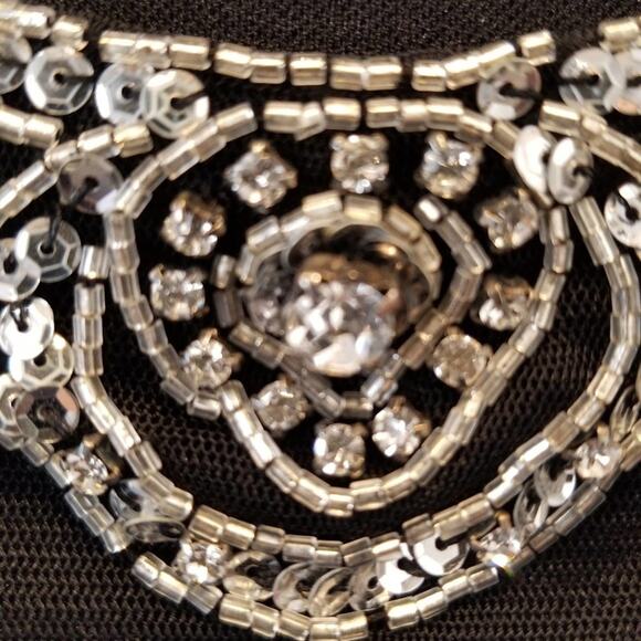 INC. Sequin Stone Beaded Dressy Top Black Long Sleeve Round Neck Women's Size S - Picture 9 of 12